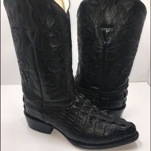 Men’s cowboy boot alligator embossed leather print
